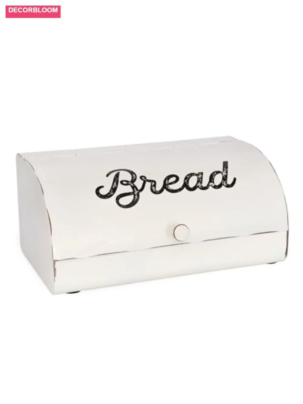 Rustic White Bread Box Farmhouse Vintage Enamelware Countertop Bread Bin